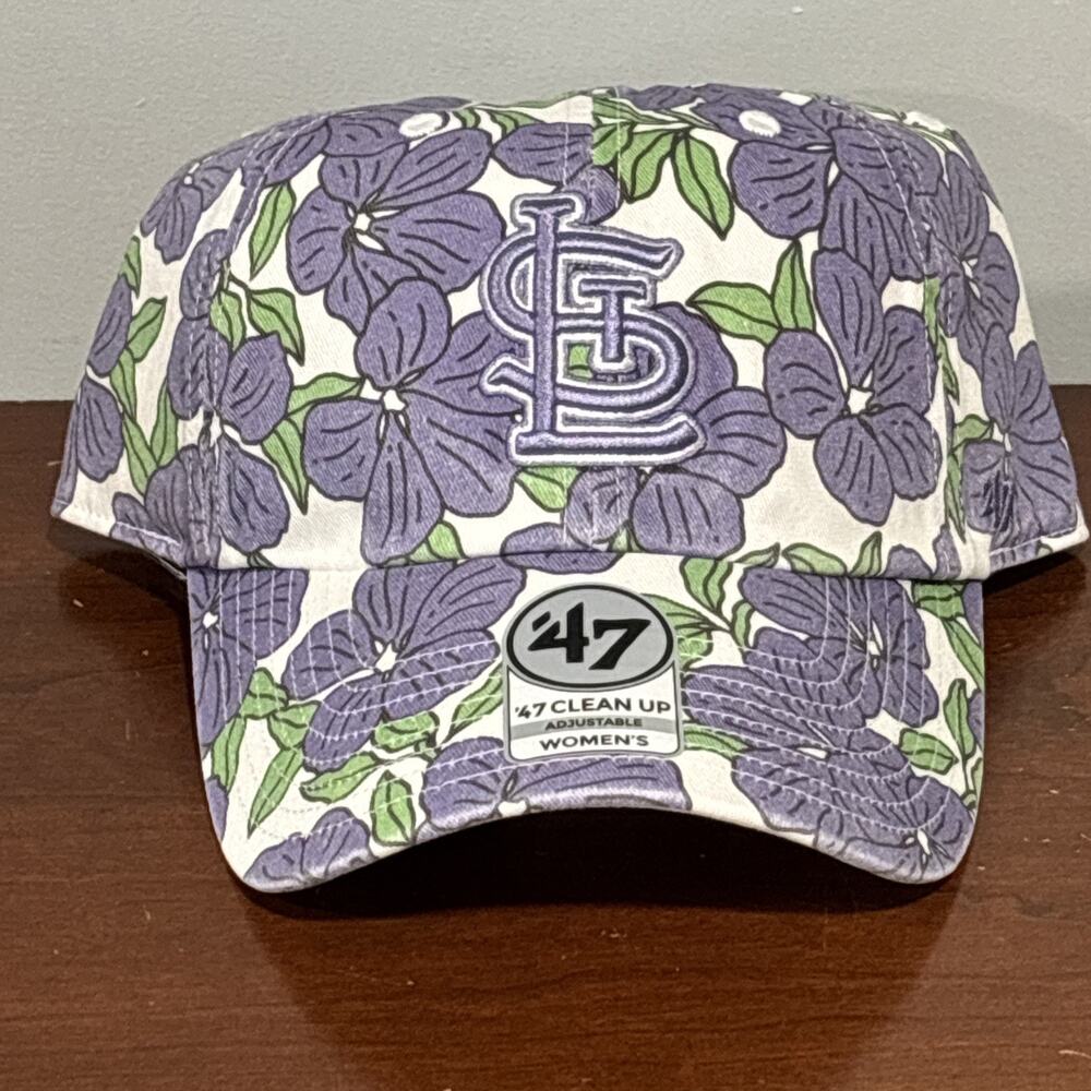 '47 Brand St. Louis Cardinals Hat Womens Purple Floral Back Strap Cap Clean Up